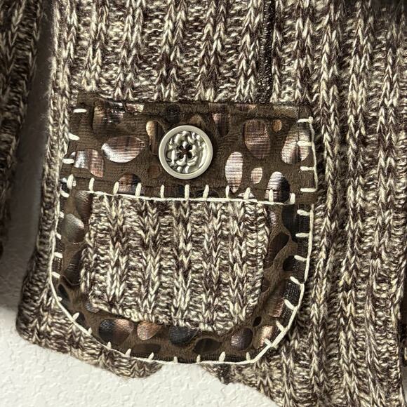 Y2K Size M Fairy Grunge Ruffled Cardigan Racoon Fur Trim Whimsigoth Brown - Picture 7 of 10